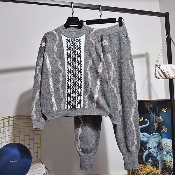 knit suit sequins embroidery pullover sweater pencil pants women outfits white black gray knitted tracksuit female two piece set 5d48, Blue
knit suit sequins embroidery pullover sweater pencil pants women outfits white black gray knitted tracksuit female two piece set 5d48, Blue