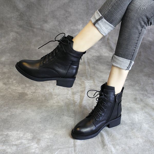 swonco women's heels martin boots genuine autumn shoes women boot u4he, Black 
swonco women's heels martin boots genuine autumn shoes women boot u4he, Black