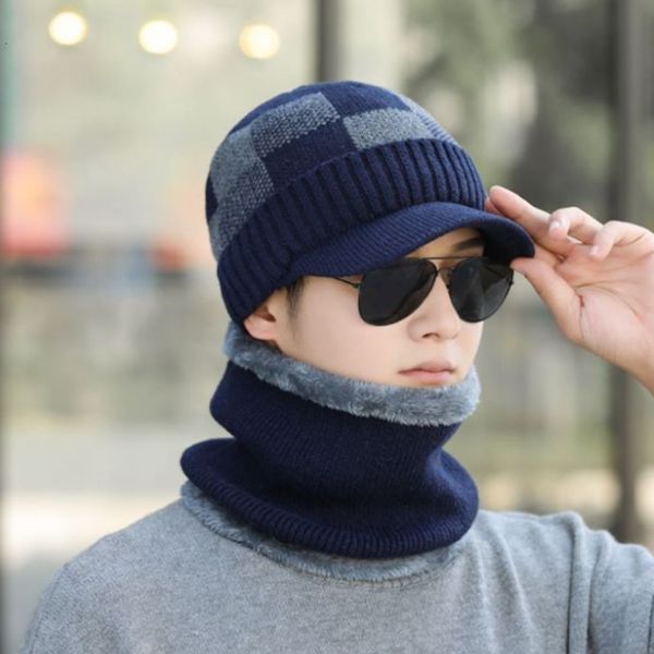 hat bib suit plus velvet warm knitted wool cap men's winter fashion ear protection cap, Blue;gray
hat bib suit plus velvet warm knitted wool cap men's winter fashion ear protection cap, Blue;gray