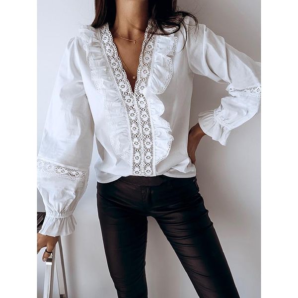 women fashion deep v neck lace patchwork harajuku blouse ladies elegant blusas solid hollow out long sleeve shirt sj4609e, White
women fashion deep v neck lace patchwork harajuku blouse ladies elegant blusas solid hollow out long sleeve shirt sj4609e, White