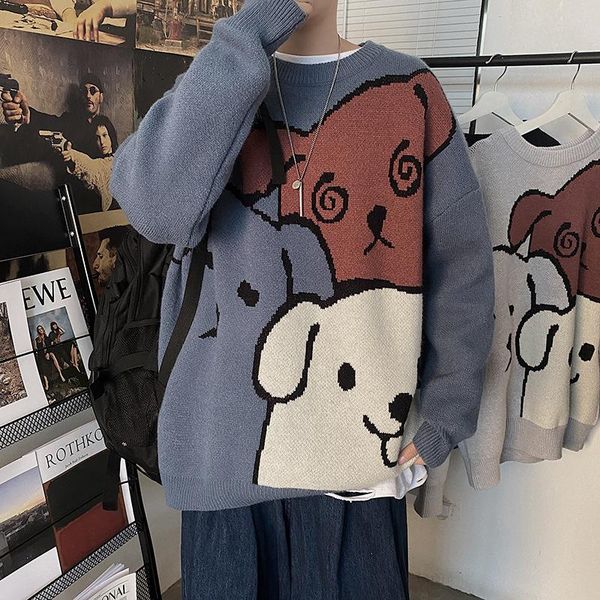 men's sweaters cartoon bear sweater men winter clothing fashion long sleeve knitted pullover oversized 2021 cotton coat, White;black
men's sweaters cartoon bear sweater men winter clothing fashion long sleeve knitted pullover oversized 2021 cotton coat, White;black