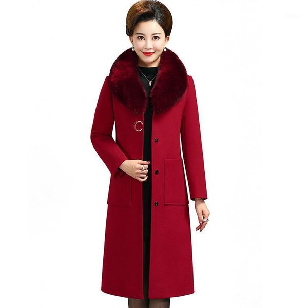 women's wool & blends autumn winter women woolen coat fashion fur collar mid long outerwear plus size middle aged female jacket, Black
women's wool & blends autumn winter women woolen coat fashion fur collar mid long outerwear plus size middle aged female jacket, Black