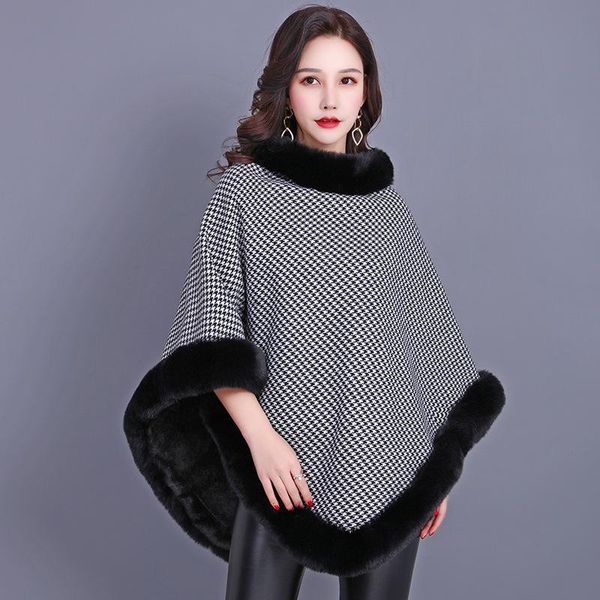 women's fur & faux artificial capes women winter warm poncho cloak sweater 2021 batwing knitted coat female pullover cape, Black
women's fur & faux artificial capes women winter warm poncho cloak sweater 2021 batwing knitted coat female pullover cape, Black