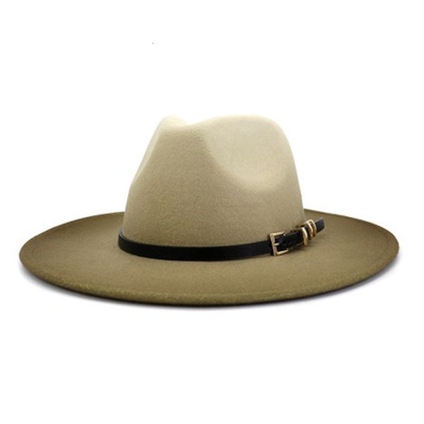 2021 new wide brim gradient color belt band buckle classic simple women fedora casual designed winter men hats yak8, Blue;gray
2021 new wide brim gradient color belt band buckle classic simple women fedora casual designed winter men hats yak8, Blue;gray
