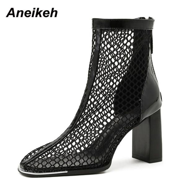 boots aneikeh 2021 summer fashion sandals women's concise solid mesh pointed toe thick heel modern party shoes zipper, Black
boots aneikeh 2021 summer fashion sandals women's concise solid mesh pointed toe thick heel modern party shoes zipper, Black