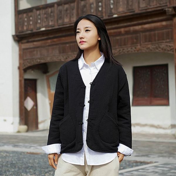 2019 autumn winter cotton linen plate buckle retro all-match cotton coat women new 3 color simple comfortable coats1, Black
2019 autumn winter cotton linen plate buckle retro all-match cotton coat women new 3 color simple comfortable coats1, Black