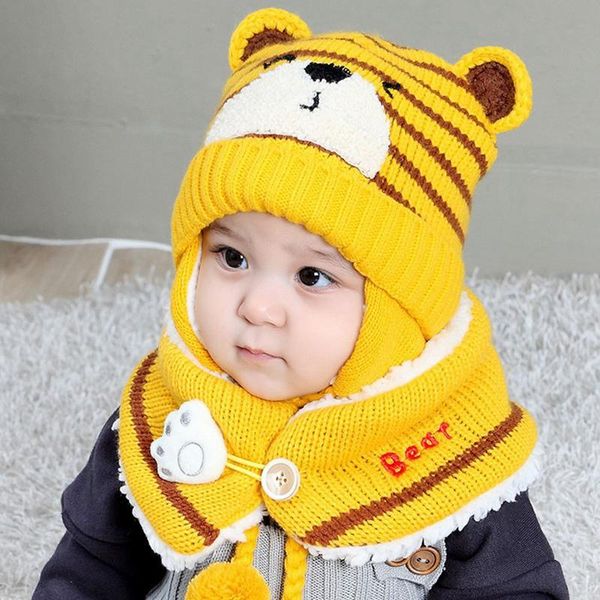 cute cartoon bear design scarf hat set for baby kids stripe knit wool hat and scarf girls boys beanie winter warm 2pc set, Yellow
cute cartoon bear design scarf hat set for baby kids stripe knit wool hat and scarf girls boys beanie winter warm 2pc set, Yellow