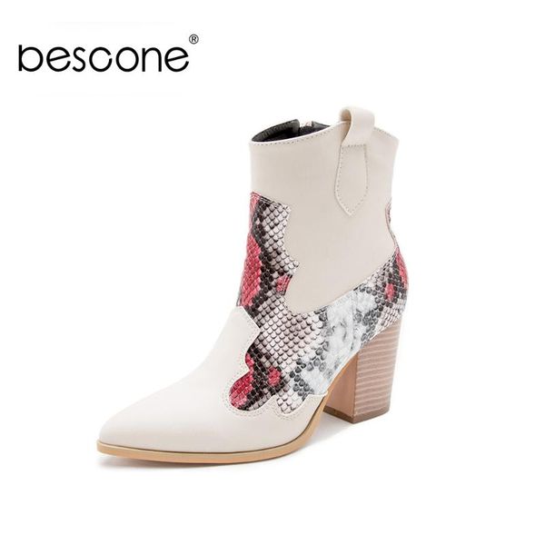 boots bescone women patchwore snake pattern autumn zipper square high heel bm588, Black
boots bescone women patchwore snake pattern autumn zipper square high heel bm588, Black