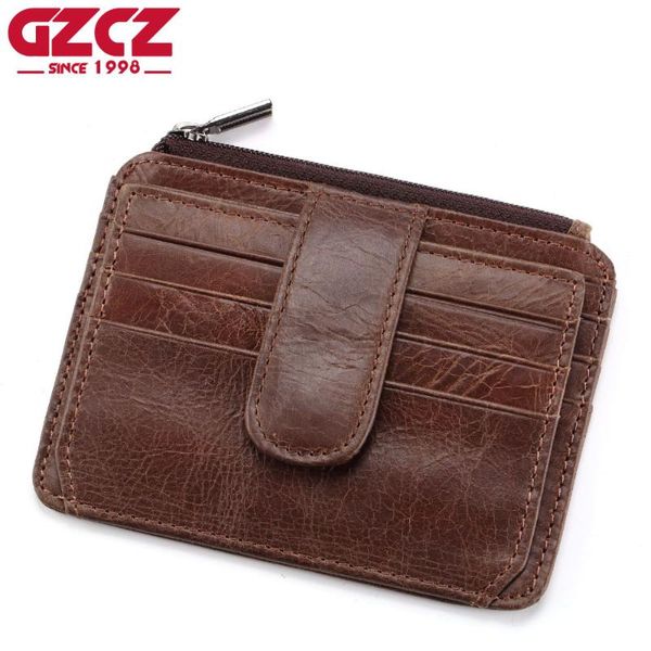 card holders gzcz brand genuine leather slim men holder design organizer male wallets purses mini walet women coin, Brown;gray
card holders gzcz brand genuine leather slim men holder design organizer male wallets purses mini walet women coin, Brown;gray