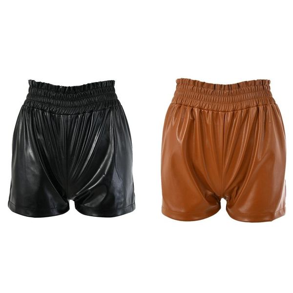 women's shorts 2pcs high waist loose hip wide leg pu leather for women , black & brown, White;black
women's shorts 2pcs high waist loose hip wide leg pu leather for women , black & brown, White;black