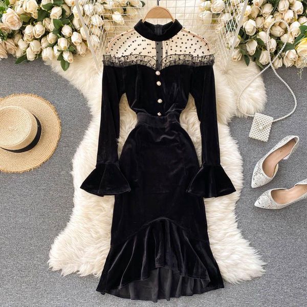 womens new fashion autumn and winter round neck perspective mesh stitching retro velvet dress long sleeve elegant vestidos q572, Black;gray
womens new fashion autumn and winter round neck perspective mesh stitching retro velvet dress long sleeve elegant vestidos q572, Black;gray