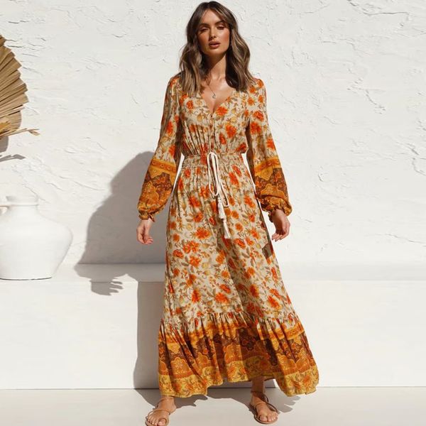 2021 new boho floral print maxi dress women v-neck sleeve elastic waist casual beach dresses long female vestidos fall tb8s, Black;gray
2021 new boho floral print maxi dress women v-neck sleeve elastic waist casual beach dresses long female vestidos fall tb8s, Black;gray