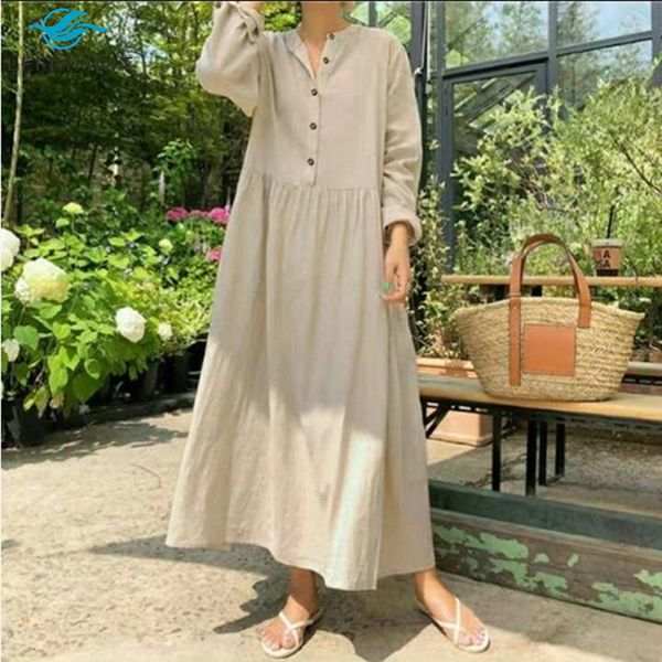 2021 new spring fall fashion solid color long sleeve large size casual dress female cotton linen clothing women's robe zghi, Black;gray
2021 new spring fall fashion solid color long sleeve large size casual dress female cotton linen clothing women's robe zghi, Black;gray