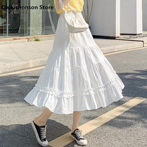 skirts qiukichonson spring summer high waist long midi women cute stitching frilly ruffle big swing a-line black white
skirts qiukichonson spring summer high waist long midi women cute stitching frilly ruffle big swing a-line black white
