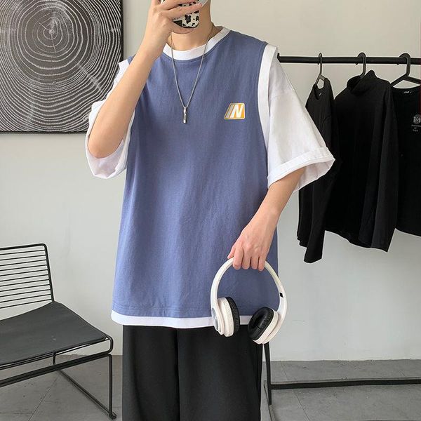 men's t-shirts 2021 man summer fake two-piece short sleeve loose o-neck pure color korean style sport gym clothing, White;black
men's t-shirts 2021 man summer fake two-piece short sleeve loose o-neck pure color korean style sport gym clothing, White;black