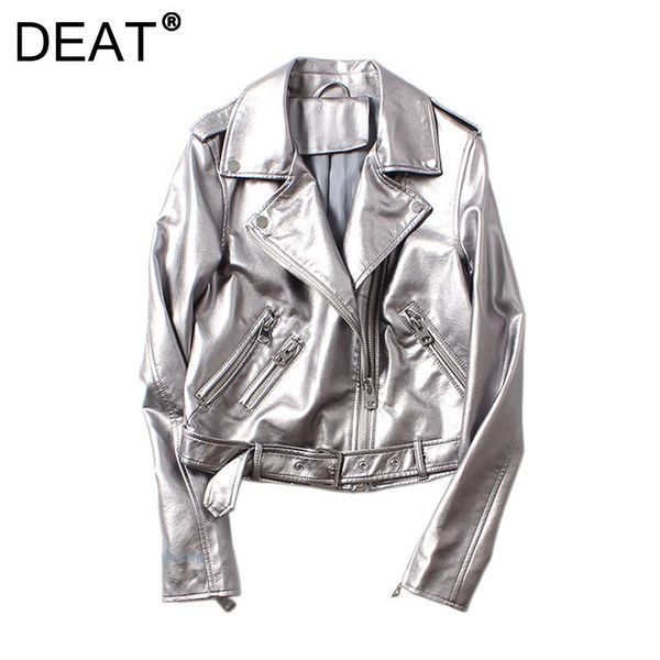 women's leather & faux deat women solid silver jacket sashes long sleeve moto biker style trendy chic fashion autumn winter 2021 11d222, Black
women's leather & faux deat women solid silver jacket sashes long sleeve moto biker style trendy chic fashion autumn winter 2021 11d222, Black