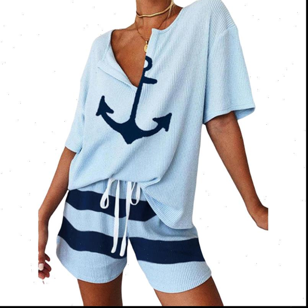 loose casual anchor print women sailor suit short sleeve tshirt and striped short pants two piece set summer 2021 new tracksuit, Gray
loose casual anchor print women sailor suit short sleeve tshirt and striped short pants two piece set summer 2021 new tracksuit, Gray
