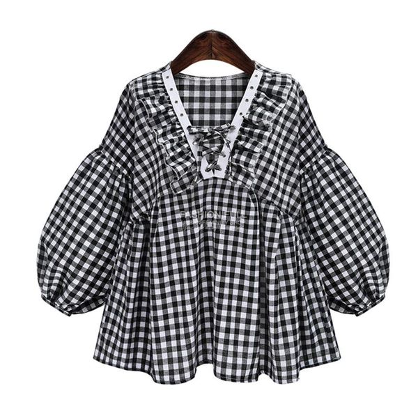 women's blouses & shirts kekeplus xl-5xl large size plaid half sleeve oversized fashion laies casual loose tunics blusas 6885, White
women's blouses & shirts kekeplus xl-5xl large size plaid half sleeve oversized fashion laies casual loose tunics blusas 6885, White