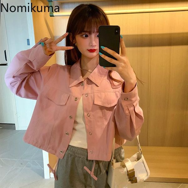 women's jackets nomikuma women short coat 2021 autumn long sleeve turn down collar jacket korean causal solid bf style jakcets outwear, Black;brown
women's jackets nomikuma women short coat 2021 autumn long sleeve turn down collar jacket korean causal solid bf style jakcets outwear, Black;brown