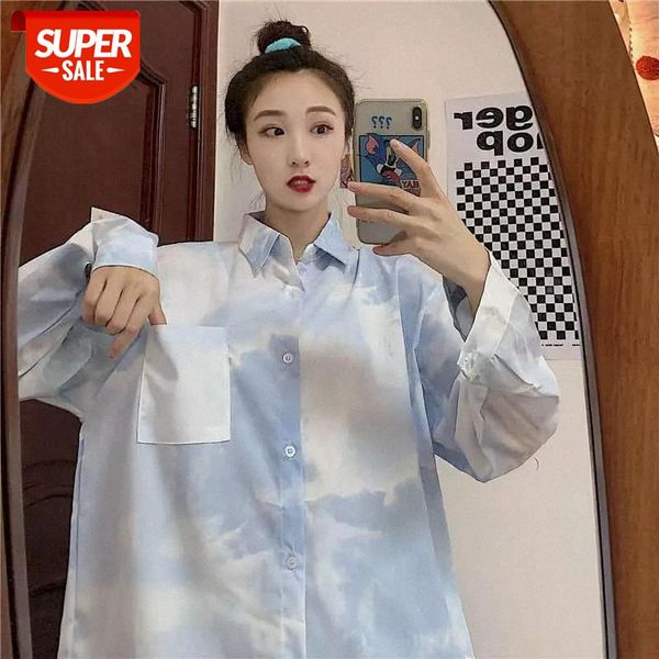 2021 autumn oversized shrit women blouses new ins salt design tie-dye fresh sky blue drape long-sleeved sunscreen couple #kg38, White
2021 autumn oversized shrit women blouses new ins salt design tie-dye fresh sky blue drape long-sleeved sunscreen couple #kg38, White
