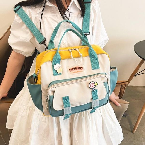 school bags fashion women backpack trendy nylon waterproof bag for girls large capacity with many pockets messenger
school bags fashion women backpack trendy nylon waterproof bag for girls large capacity with many pockets messenger
