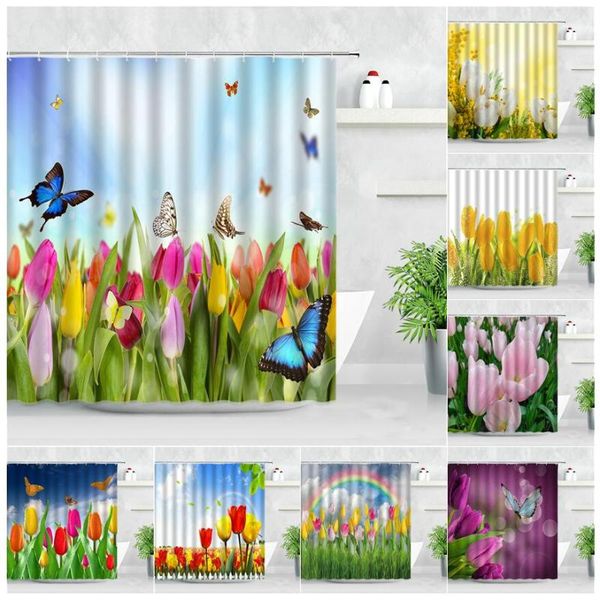 shower curtains floral color tulip curtain set spring flowers butterfly garden natural scenery modern waterproof bathroom decor
shower curtains floral color tulip curtain set spring flowers butterfly garden natural scenery modern waterproof bathroom decor