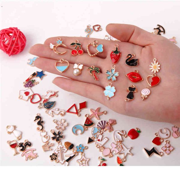 oein 100pcs enamel charms random mixed animal flower fruit moon alloy necklace bracelet drop oil jewelry making accessories, Bronze;silver
oein 100pcs enamel charms random mixed animal flower fruit moon alloy necklace bracelet drop oil jewelry making accessories, Bronze;silver