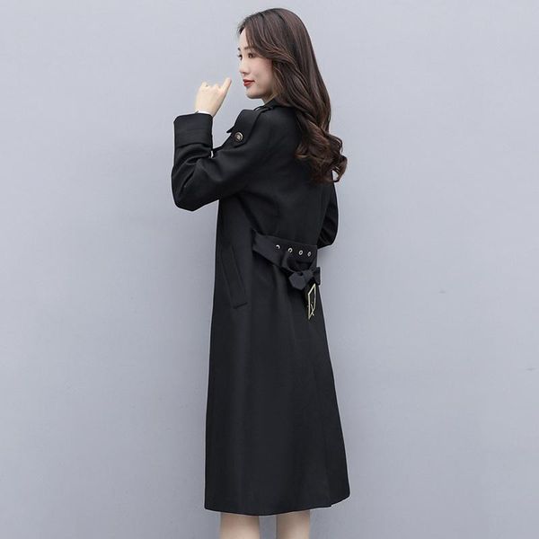 women's trench coats khaki windbreaker woman's mid-length autumn coat female 2021 plus size waist over the knee women, Tan;black
women's trench coats khaki windbreaker woman's mid-length autumn coat female 2021 plus size waist over the knee women, Tan;black