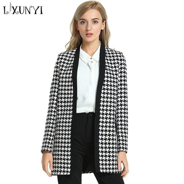 women's suits & blazers lxunyi houndstooth plaid blazer women straight jacket pockets femme 2021 fall female autumn coats ladies casual, White;black
women's suits & blazers lxunyi houndstooth plaid blazer women straight jacket pockets femme 2021 fall female autumn coats ladies casual, White;black