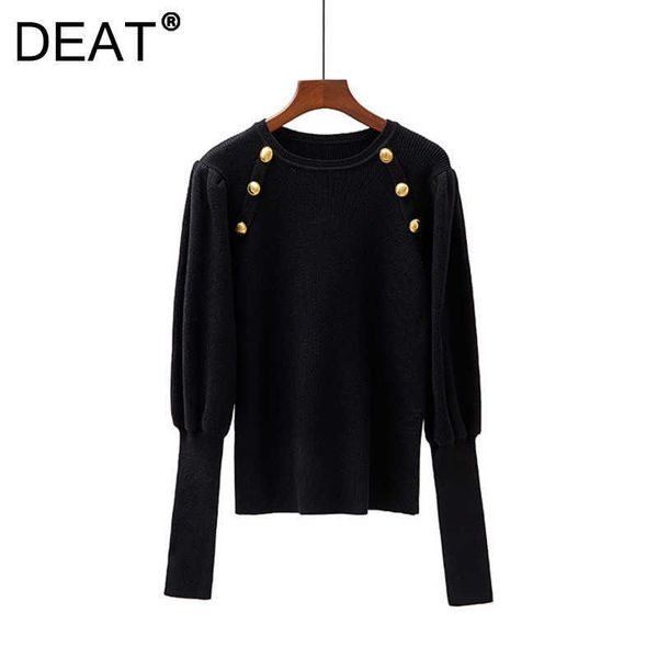 deat spring arrivals long puff sleeve knitted sweater women korean oversized female button wild knit pullover ml690 210709, White;black
deat spring arrivals long puff sleeve knitted sweater women korean oversized female button wild knit pullover ml690 210709, White;black