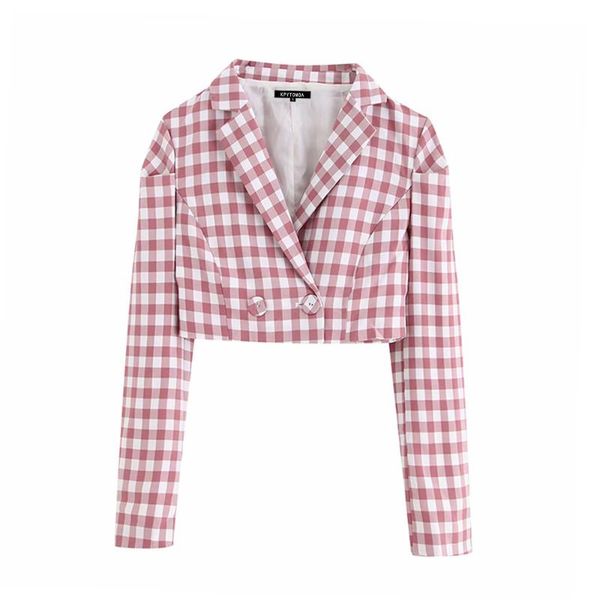 women's suits & blazers vintage elegant plaid crop double breasted blazer coat women 2021 fashion notched collar long sleeve outerwear, White;black
women's suits & blazers vintage elegant plaid crop double breasted blazer coat women 2021 fashion notched collar long sleeve outerwear, White;black