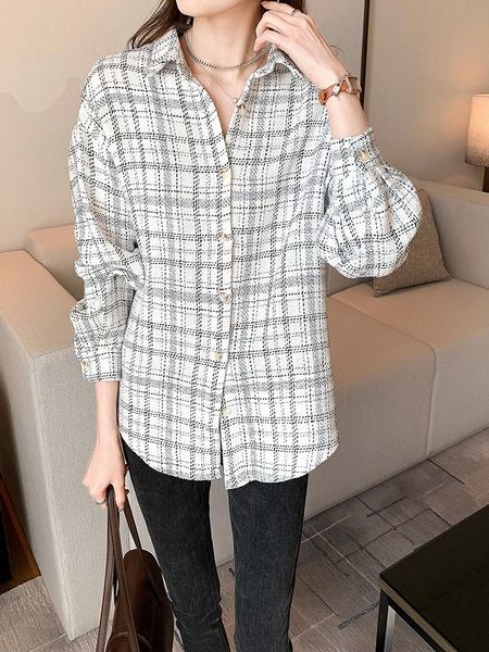 women's polos sweet plaid shirt women 2021 spring hong kong style design sense niche loose stacking bottoming tide, White
women's polos sweet plaid shirt women 2021 spring hong kong style design sense niche loose stacking bottoming tide, White