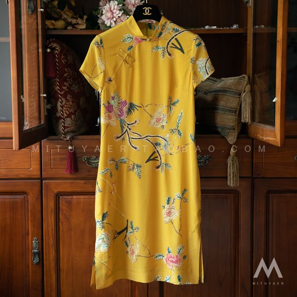 luxury casual dresses ouyi charm intoxicating white bright yellow printed improved cheongsam drs, Black;gray
luxury casual dresses ouyi charm intoxicating white bright yellow printed improved cheongsam drs, Black;gray