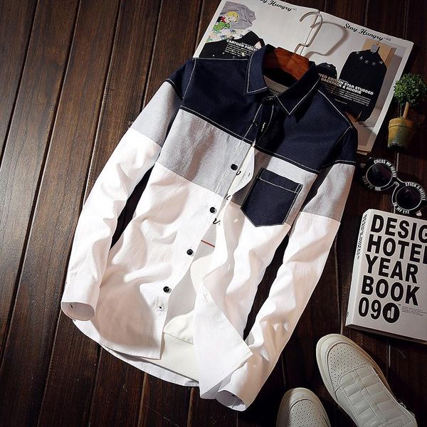 men's casual shirts fashion cotton stitching long-sleeved shirt contrasting colors slim fit business men brand clothing 5xl, White;black
men's casual shirts fashion cotton stitching long-sleeved shirt contrasting colors slim fit business men brand clothing 5xl, White;black