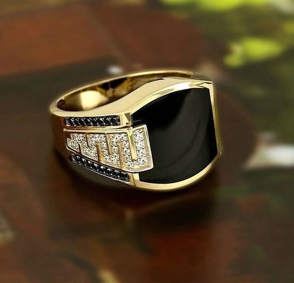 fashion luxury golden ring black gemstone men's jewelry hip hop street locomotive party gift, Silver
fashion luxury golden ring black gemstone men's jewelry hip hop street locomotive party gift, Silver