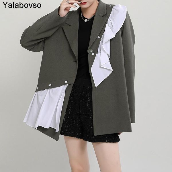 women's suits & blazers 2021 loose splicing blazer women long sleeve plus size ladies office coats houndstooth fashion jackets feminin, White;black
women's suits & blazers 2021 loose splicing blazer women long sleeve plus size ladies office coats houndstooth fashion jackets feminin, White;black