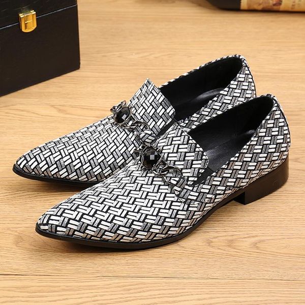 dress shoes imitate genuine leather men oxford slip-on pointed toes rhinestone chains diamond-type lattice male, Black
dress shoes imitate genuine leather men oxford slip-on pointed toes rhinestone chains diamond-type lattice male, Black