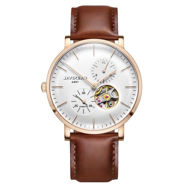 automatic watches carnival men watch leather mechanical wrist wristwatch relogio masculino sapphire waterproof white clock, Slivery;brown
automatic watches carnival men watch leather mechanical wrist wristwatch relogio masculino sapphire waterproof white clock, Slivery;brown