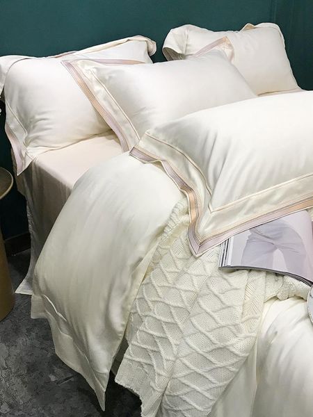 bedding sets spring and summer 80 double-sided tencel four-piece set silky gradient color line embroidery edge white
bedding sets spring and summer 80 double-sided tencel four-piece set silky gradient color line embroidery edge white