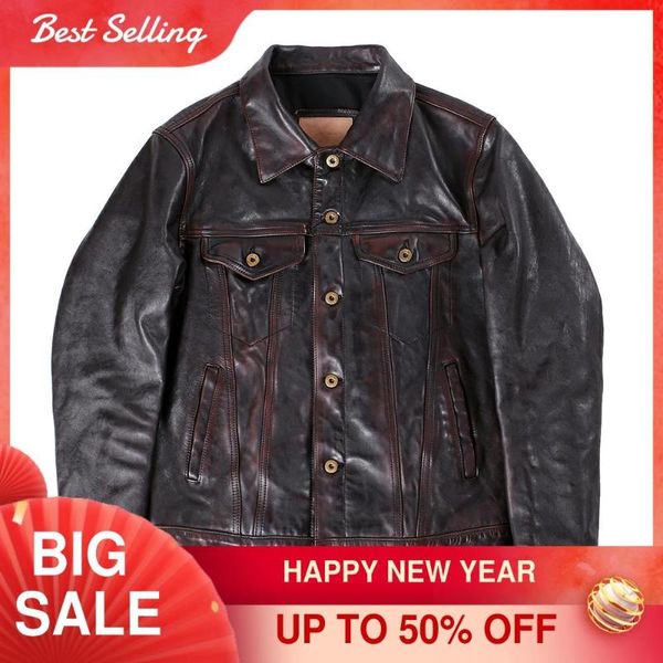 men's leather & faux 2021 vintage brown japan casual style genuine jacket men plus size 3xl real natural horsehide slim fit short autum, Black
men's leather & faux 2021 vintage brown japan casual style genuine jacket men plus size 3xl real natural horsehide slim fit short autum, Black
