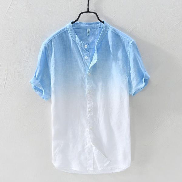 gradient color men's short sleeve linen shirt green orange blue summer casual shirts men mandarin collar colorful for, White;black
gradient color men's short sleeve linen shirt green orange blue summer casual shirts men mandarin collar colorful for, White;black