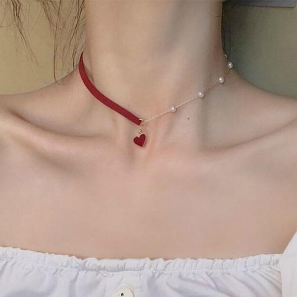 red heart pendant choker asymmetric leather alloy chain clavicle necklace temperament aesthetic neck accessories jewelry women, Golden;silver
red heart pendant choker asymmetric leather alloy chain clavicle necklace temperament aesthetic neck accessories jewelry women, Golden;silver
