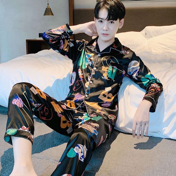 pajamas men's spring and autumn long sleeve ice silk net red fashion thin leisure youth two piece home suit, Black;brown
pajamas men's spring and autumn long sleeve ice silk net red fashion thin leisure youth two piece home suit, Black;brown