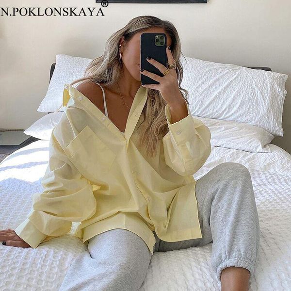 women's blouses & shirts women 2021 fashion long sleeve turn down collar oversized blouse casual loose boyfriend style basic female, White
women's blouses & shirts women 2021 fashion long sleeve turn down collar oversized blouse casual loose boyfriend style basic female, White