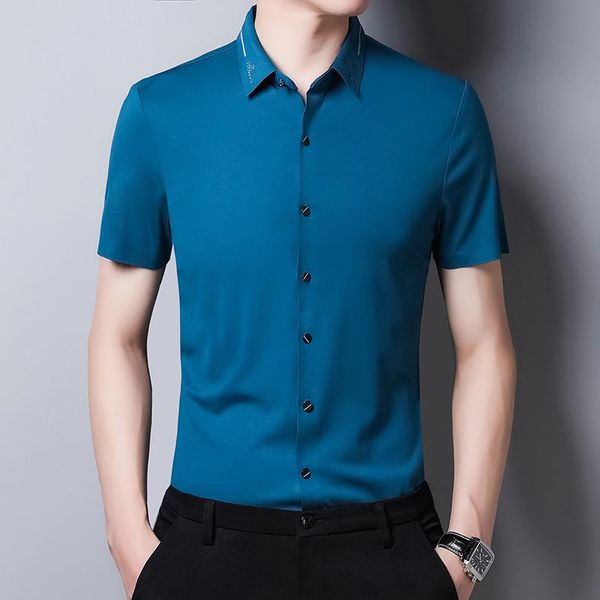 men's casual shirts brand soft seamless shirt men spring summer short sleeve camisa social masculina business clothing, White;black
men's casual shirts brand soft seamless shirt men spring summer short sleeve camisa social masculina business clothing, White;black