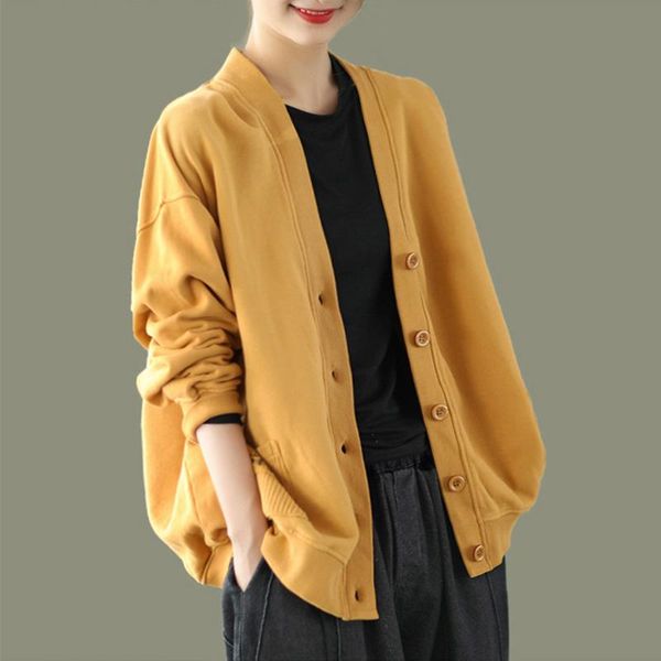 women's knits & tees spring autumn women style retro art knitted cotton jacket loose v-neck long sleeve baseball uniform sweater cardig, White
women's knits & tees spring autumn women style retro art knitted cotton jacket loose v-neck long sleeve baseball uniform sweater cardig, White