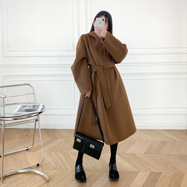 2021 new winter women hooded woolen long coat lady long-sleeved single-breastedloose mid-length jacket female outwear with sashes zj4e, Black
2021 new winter women hooded woolen long coat lady long-sleeved single-breastedloose mid-length jacket female outwear with sashes zj4e, Black