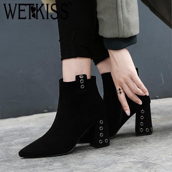 boots wetkiss cow suede autumn women ankle metal decoration 2021 fashion shoes ladies high heels short plush footwear, Black
boots wetkiss cow suede autumn women ankle metal decoration 2021 fashion shoes ladies high heels short plush footwear, Black