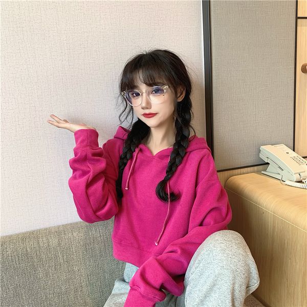 2021 autumn new short hooded loose solid color blouse long sleeve thin hoodie women 17e9, Black
2021 autumn new short hooded loose solid color blouse long sleeve thin hoodie women 17e9, Black