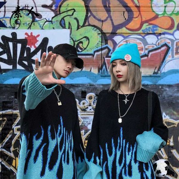 women's hoodies & sweatshirts korean loose lovers flame i men and women hip hop high street round neck pullover yuansuo retro wholesale, Black
women's hoodies & sweatshirts korean loose lovers flame i men and women hip hop high street round neck pullover yuansuo retro wholesale, Black